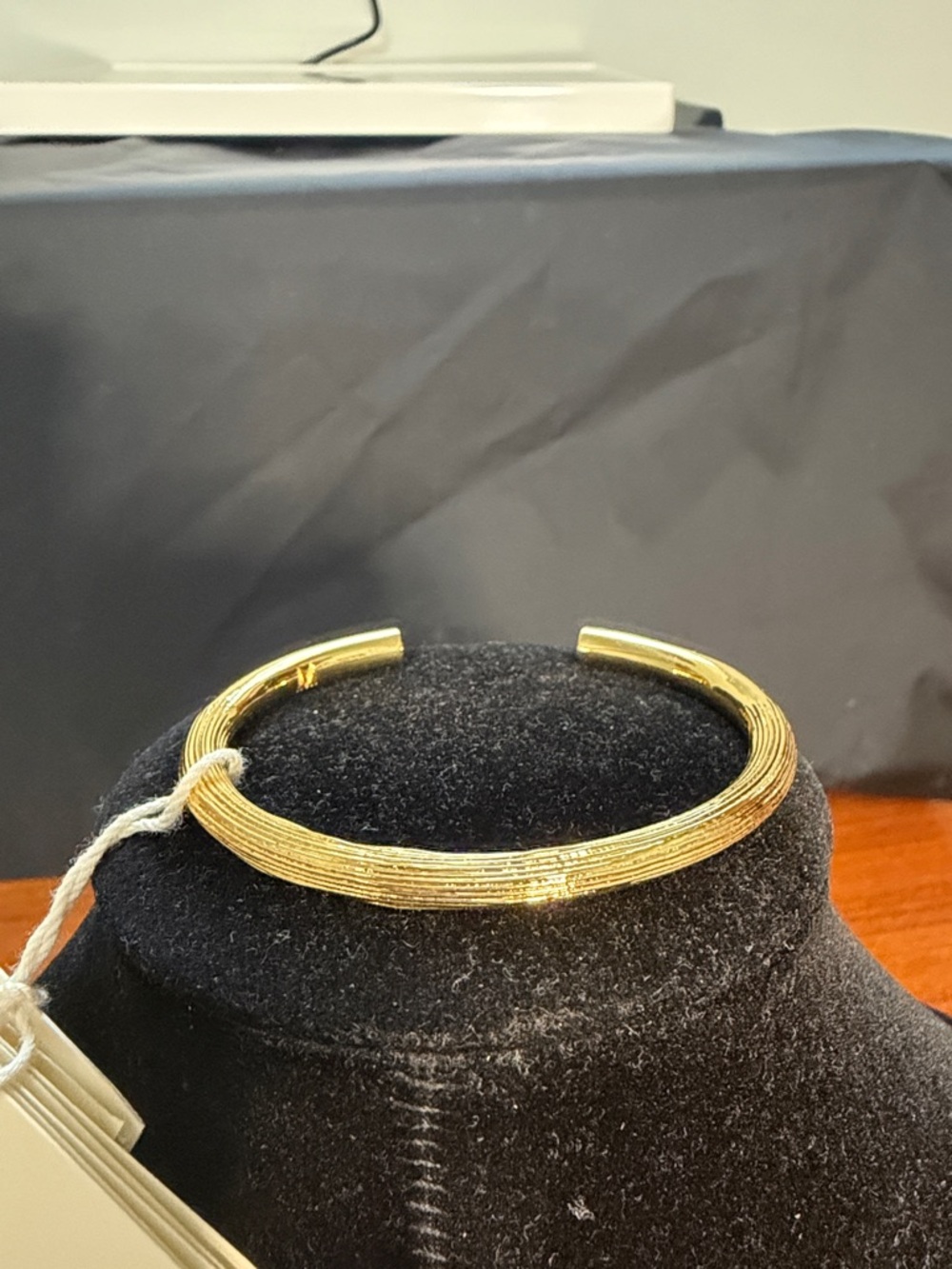 Maje Gold Ribbed Open Cuff Bracelet